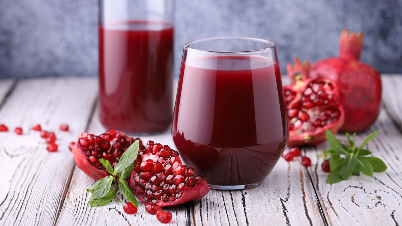 pomegranate juice, fresh pomegranates, mint, HD Desktop Wallpaper