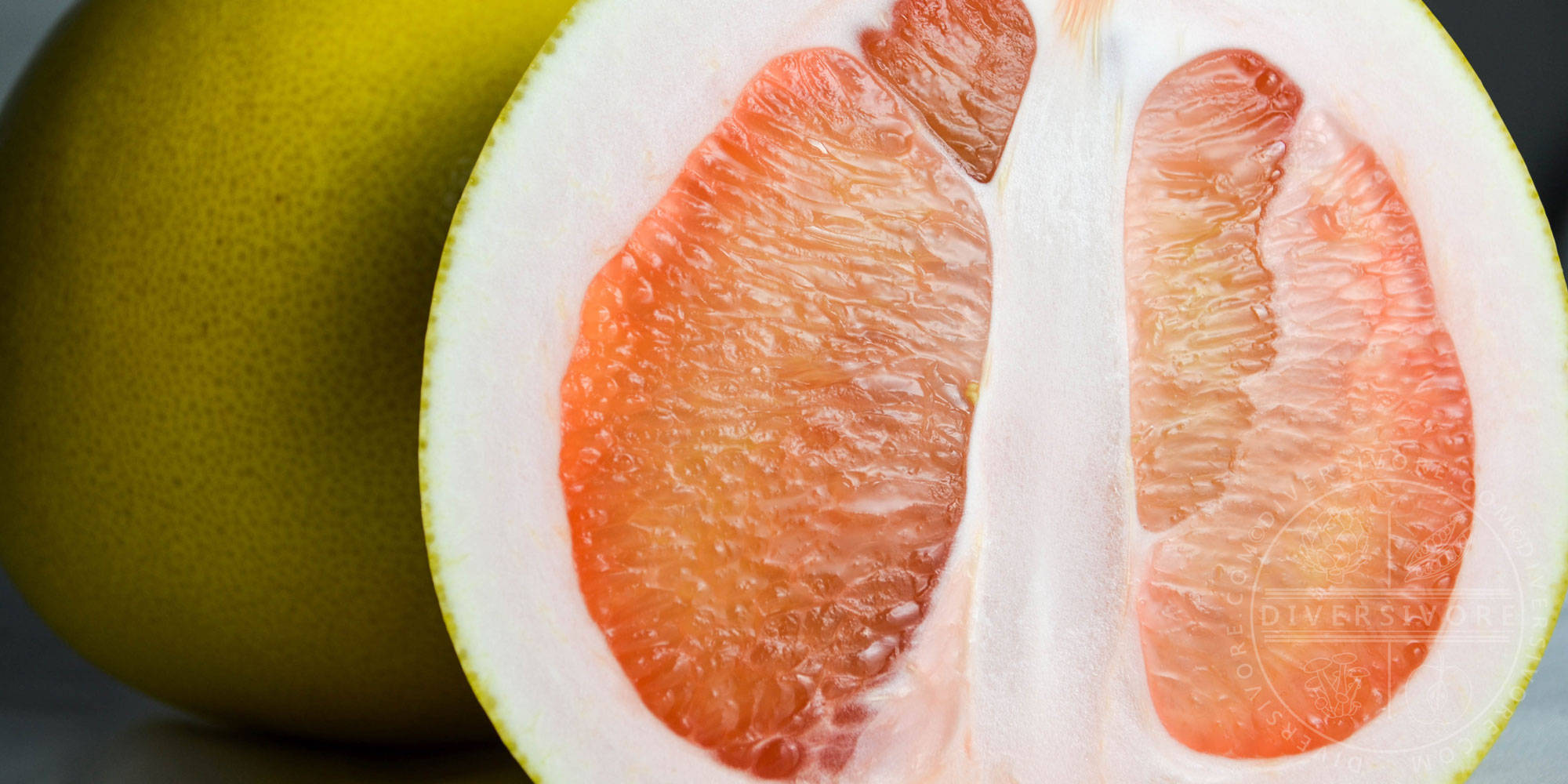 Pomelo, widescreen cover, pink segments, Full HD Desktop Wallpaper