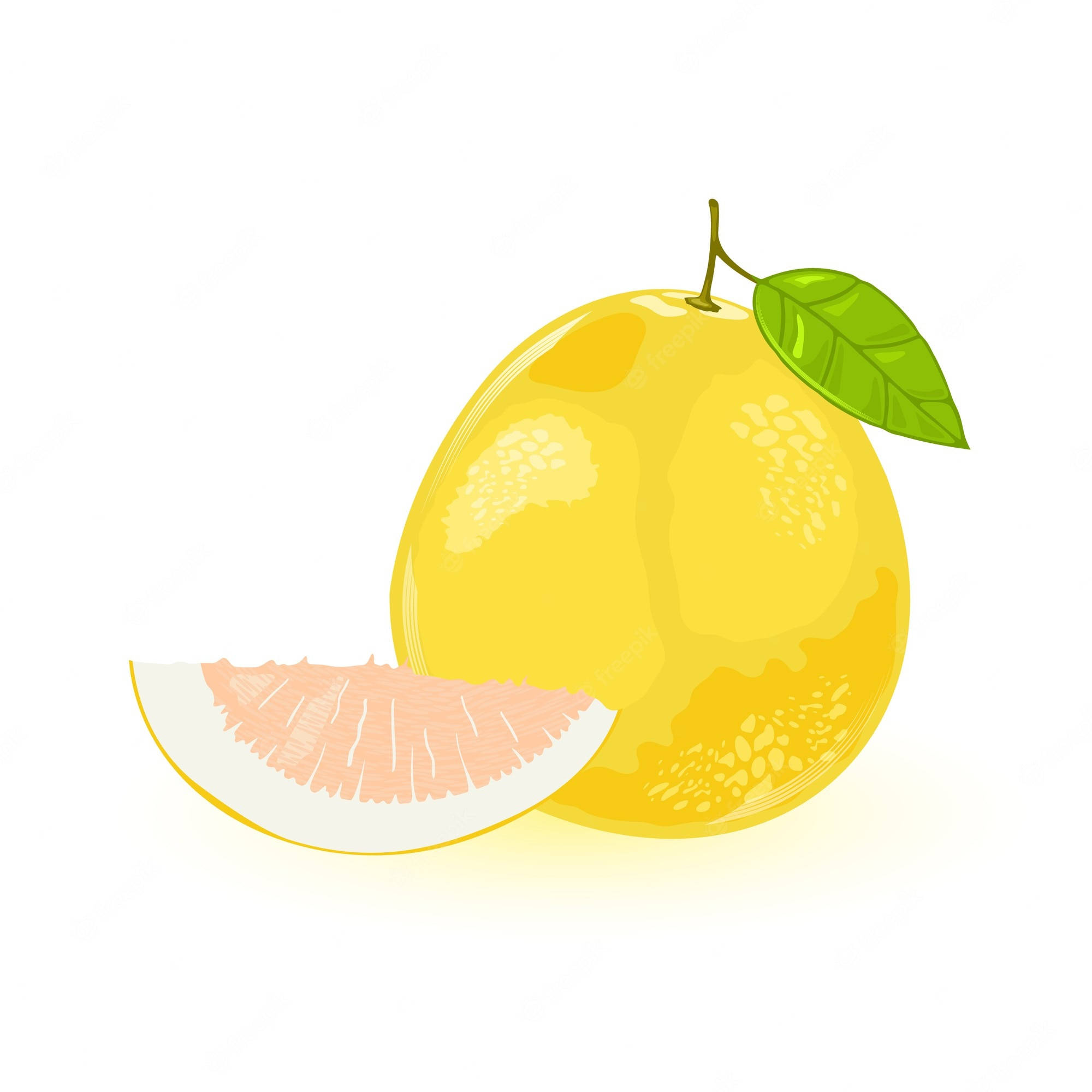 Pomelo, vibrant yellow grapefruit, green leaf, Full HD Desktop Wallpaper