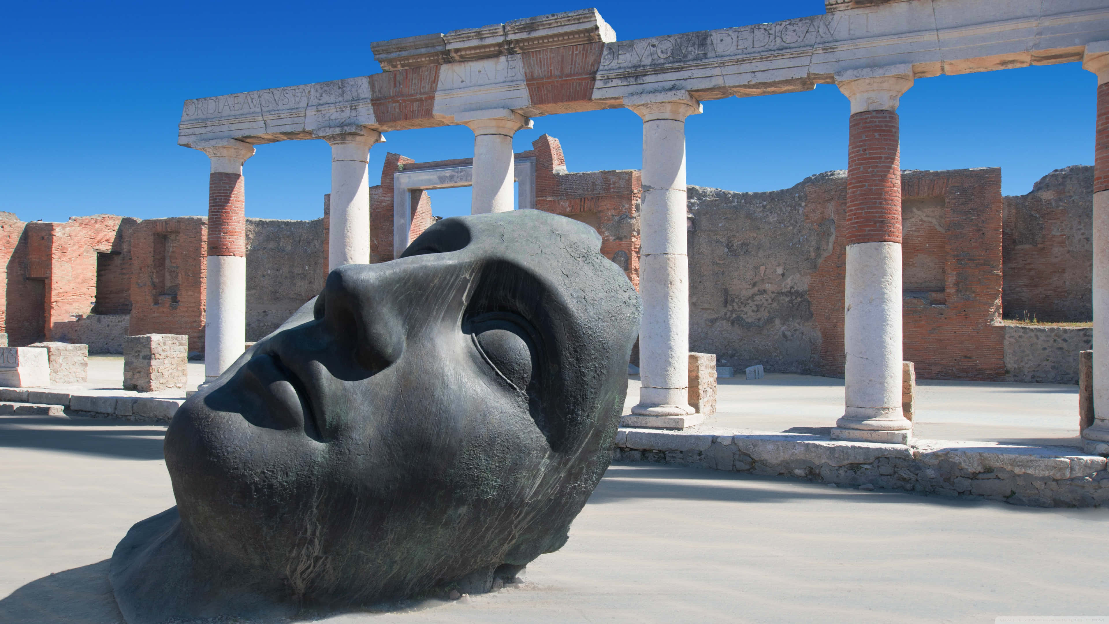 bronze statue, ruin, Pompeii, 4K Desktop Wallpaper