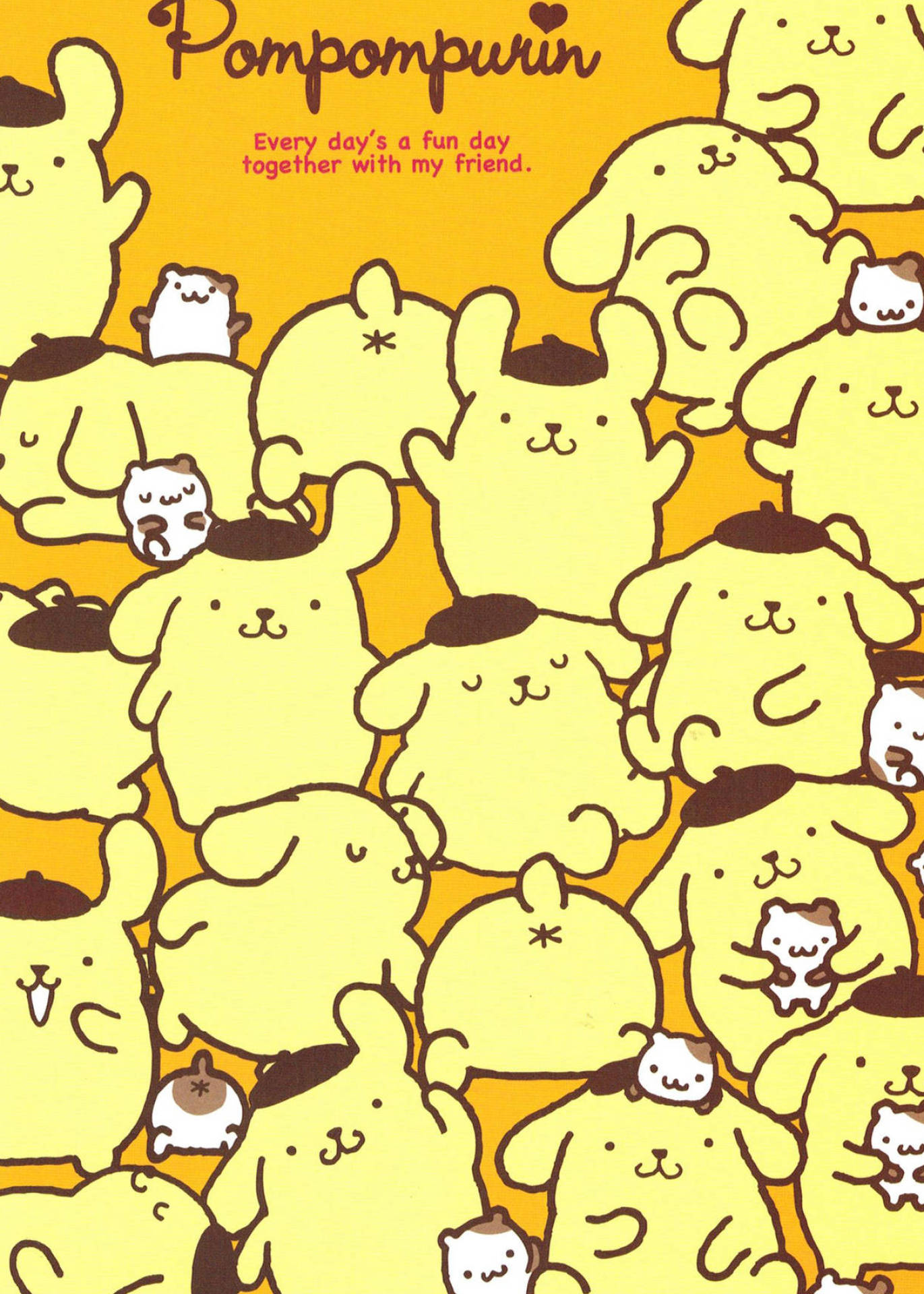 Pompompurin, HD Pattern Art, orange background, Full HD Phone Wallpaper