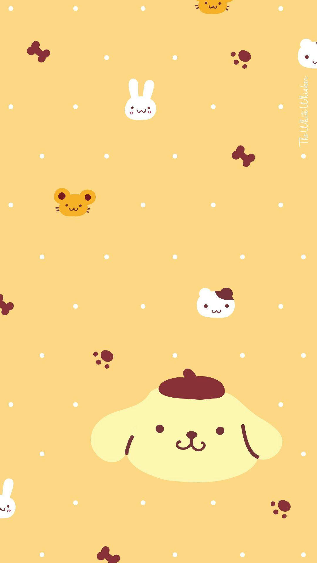 Pompompurin, cute cartoon animals, bones, Full HD Phone Wallpaper