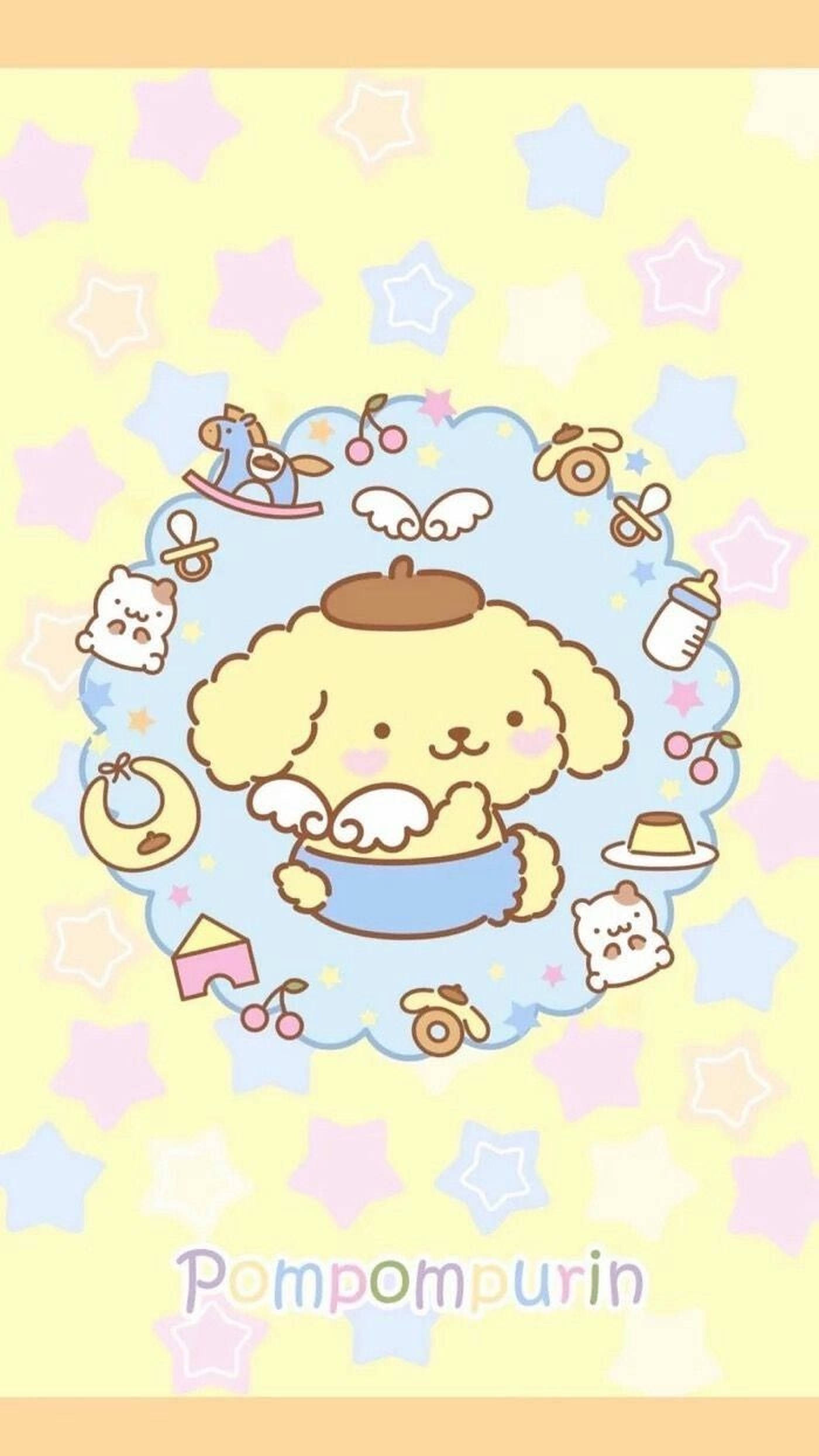 Pompompurin, yellow puppy, beret, Full HD Phone Wallpaper
