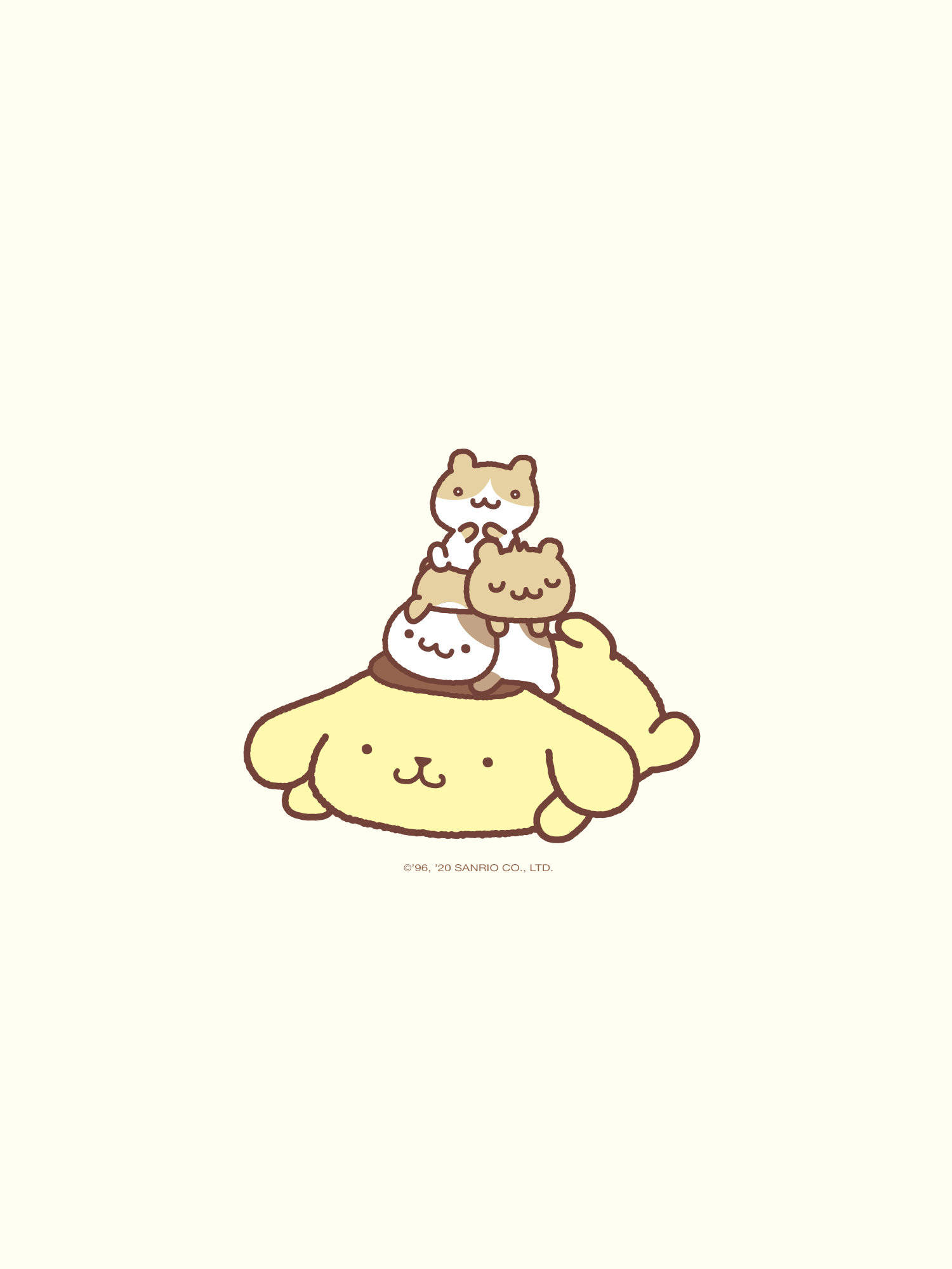 Pompompurin, yellow creature, cream background, Full HD Phone Wallpaper