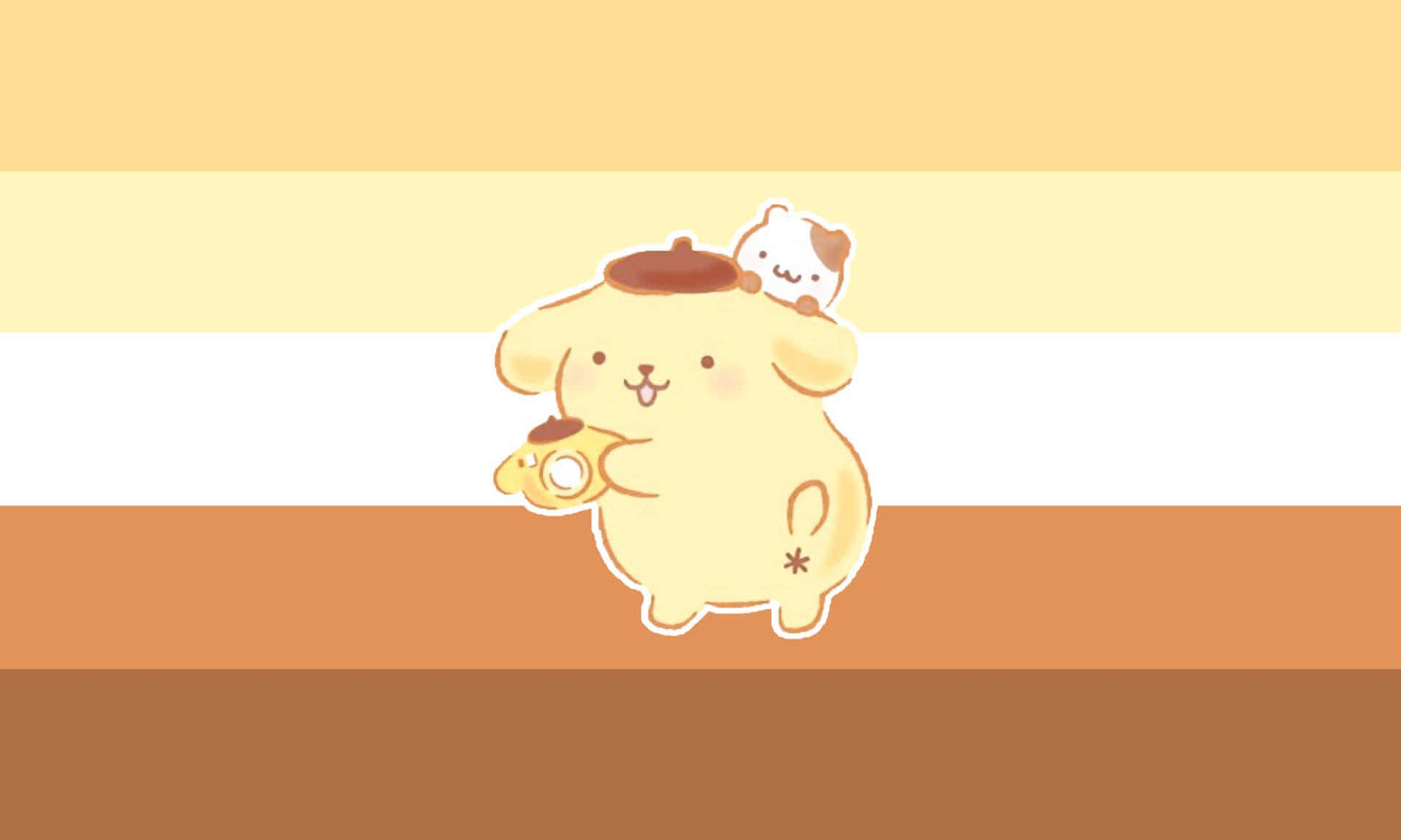 Pompompurin, brown beret, pastry, Full HD Desktop Wallpaper
