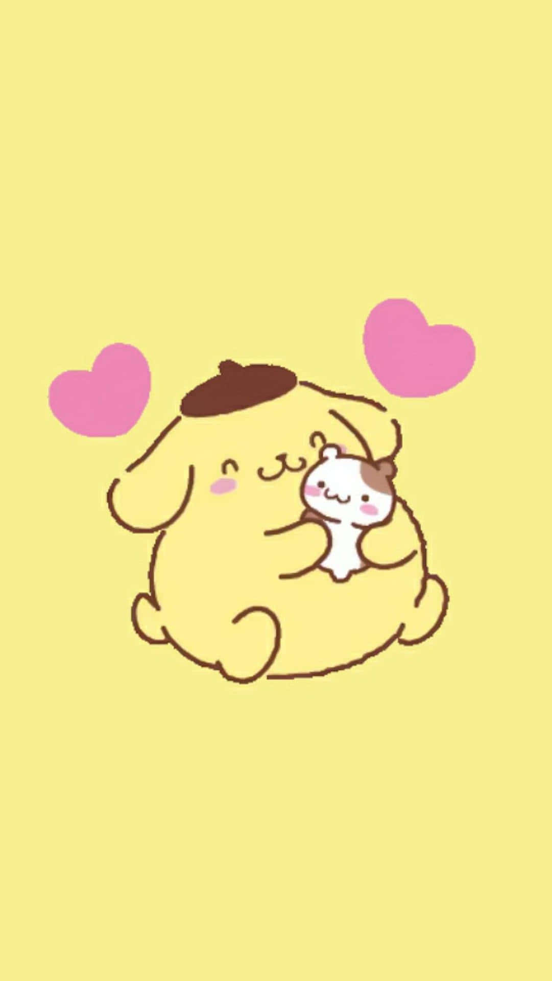 Pompompurin, yellow cartoon dog, brown ears, Full HD Phone Wallpaper