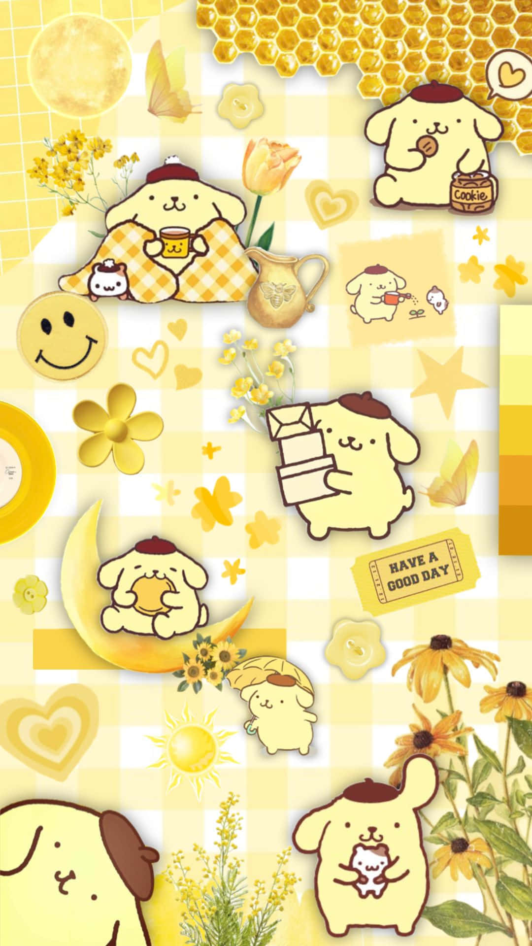 Pompompurin, yellow aesthetic, cartoon dogs, Full HD Phone Wallpaper
