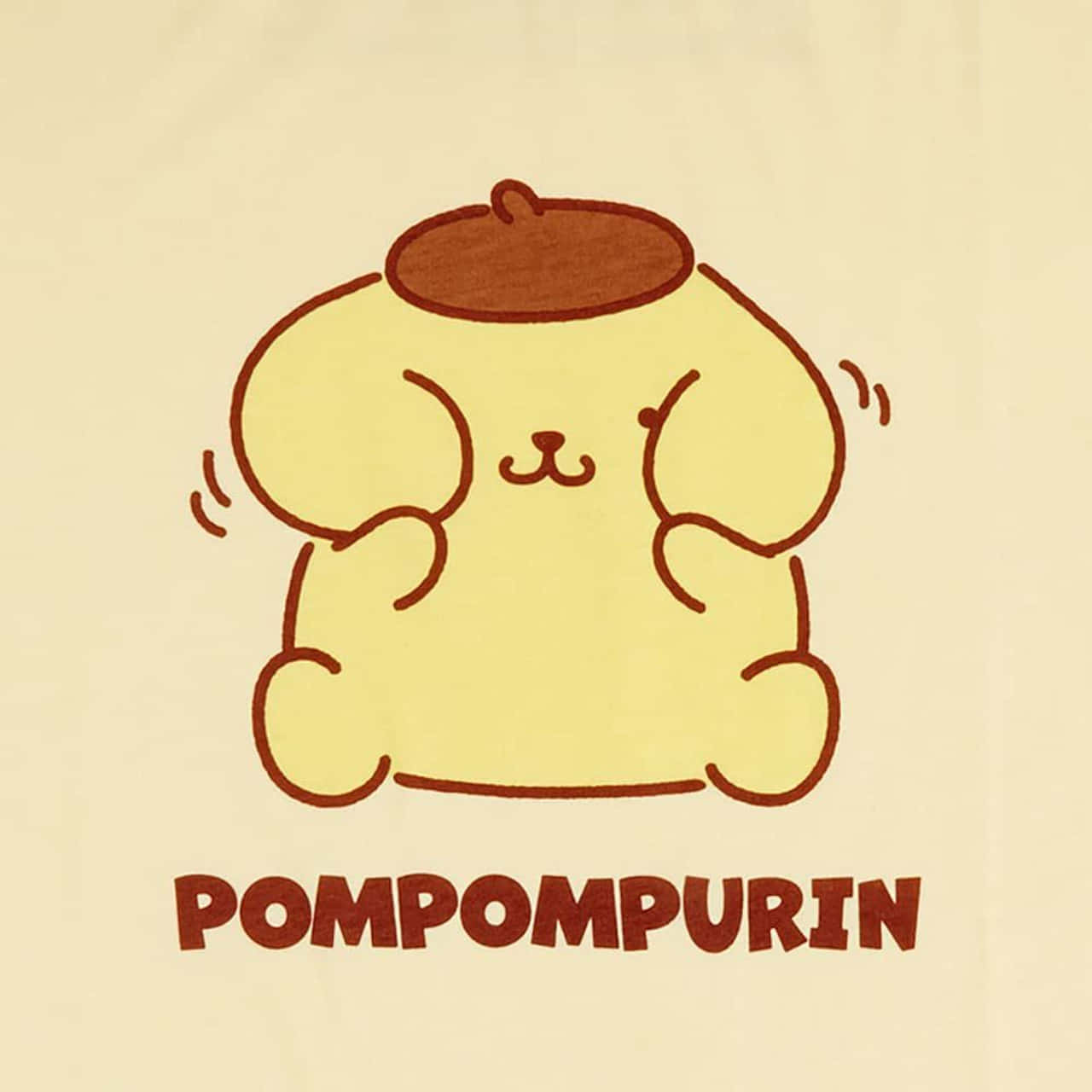 Pompompurin, yellow cartoon dog, brown beret, HD Desktop Wallpaper