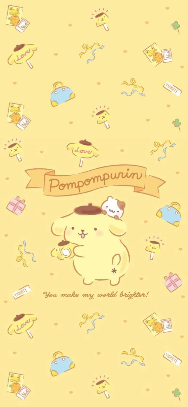 Pompompurin, yellow, camera, HD Phone Wallpaper