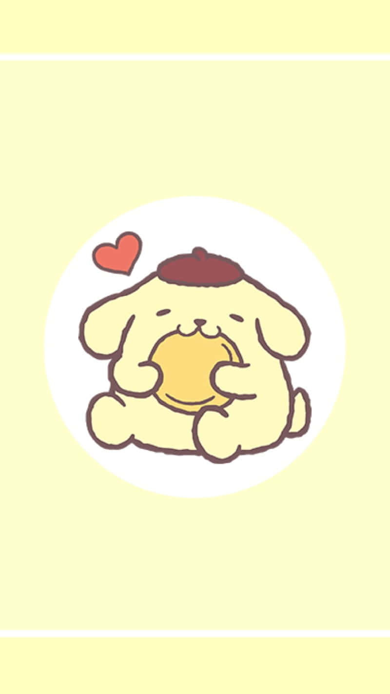 Pompompurin, yellow cartoon puppy, red beret, HD Phone Wallpaper
