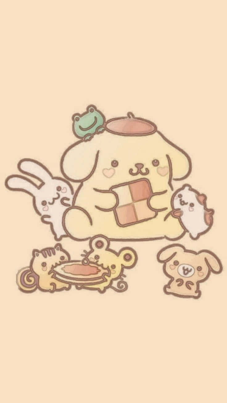 Pompompurin, cartoon dog, beret, HD Phone Wallpaper