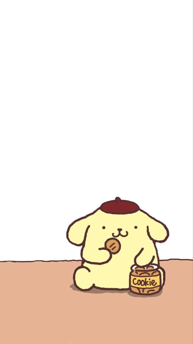 Pompompurin, cookie jar, red beret, SD Phone Wallpaper