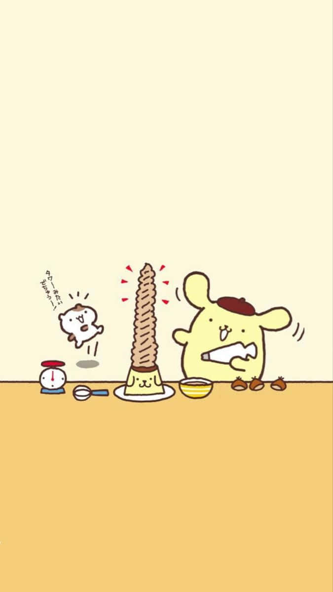 Pompompurin, red hat, yellow cartoon character, SD Phone Wallpaper