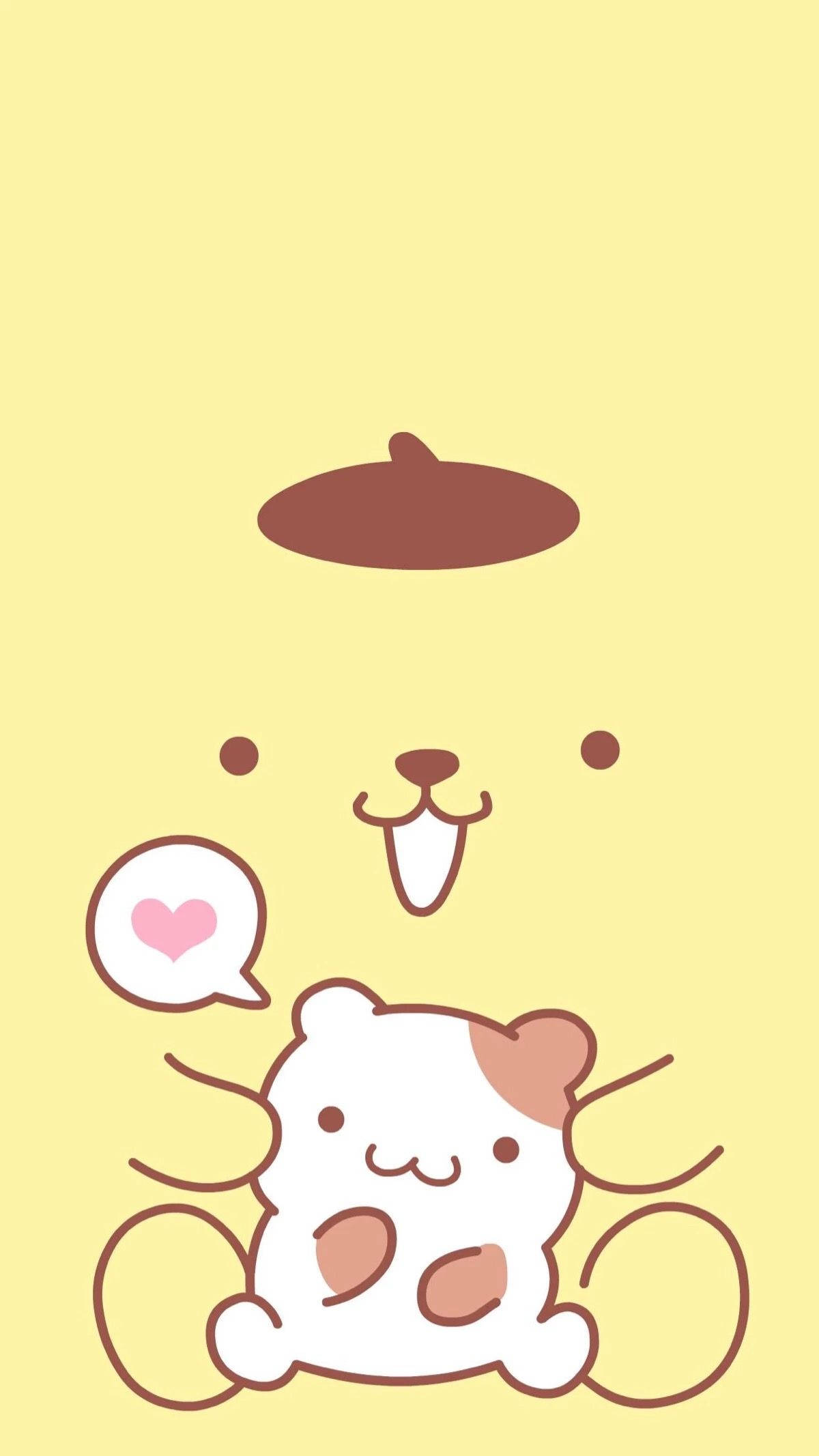 Pompompurin, yellow canvas, solid yellow background, Full HD Phone Wallpaper