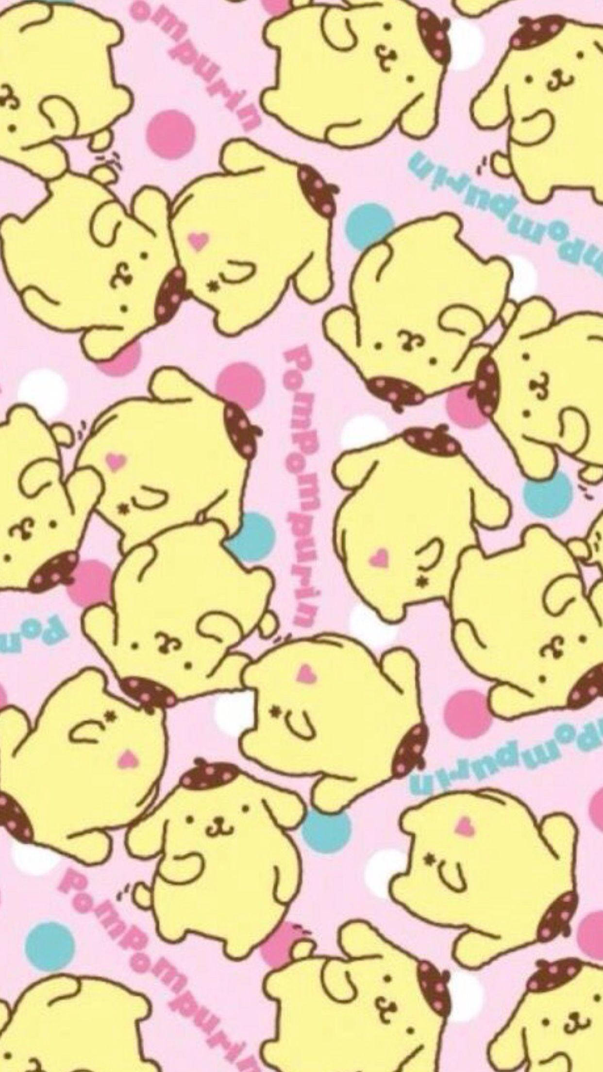 Pompompurin, yellow PomPomPurin characters, brown ears, Full HD Phone Wallpaper