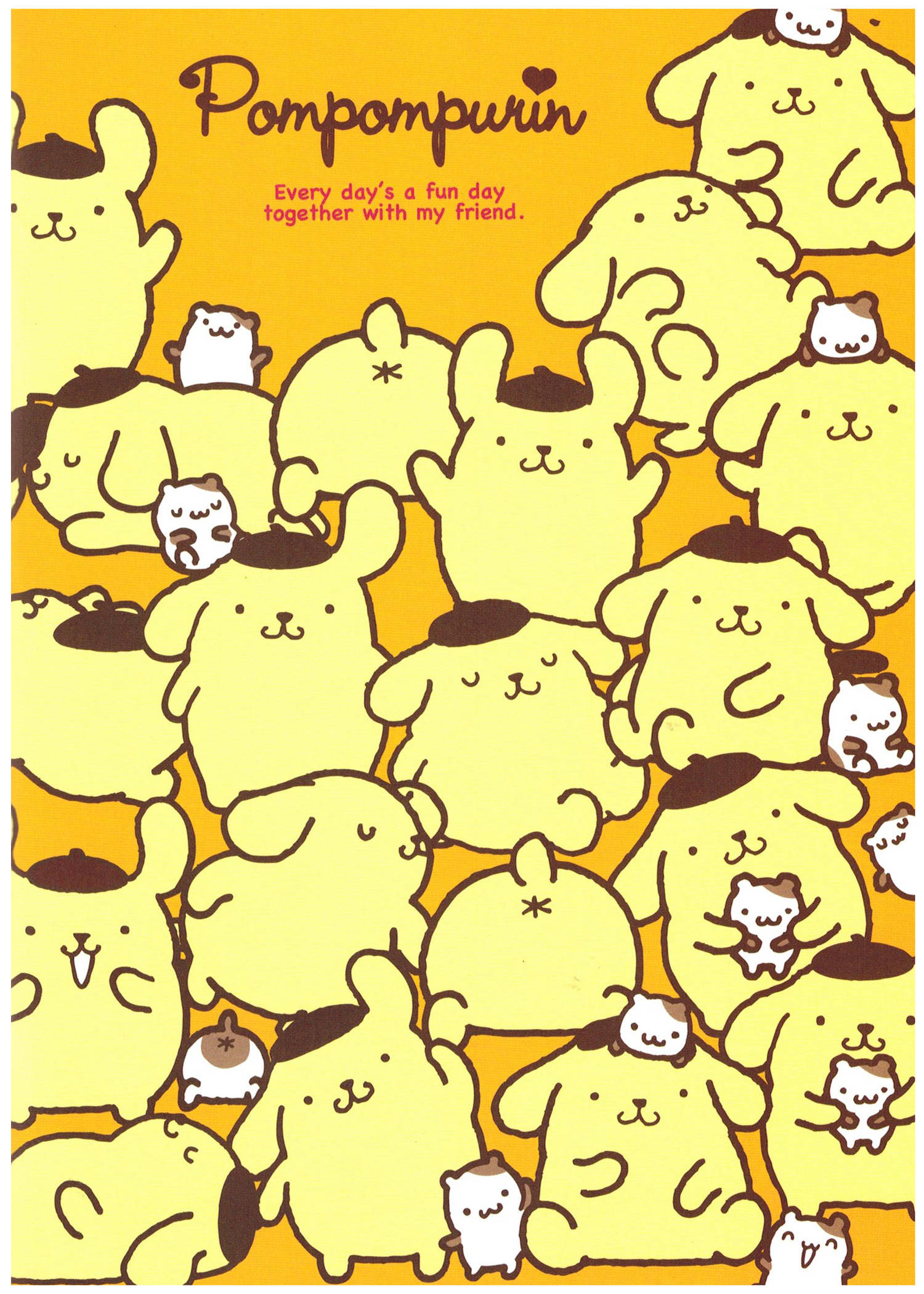 Pompompurin, yellow background, cute cartoon PomPomPurin characters, Full HD Phone Wallpaper