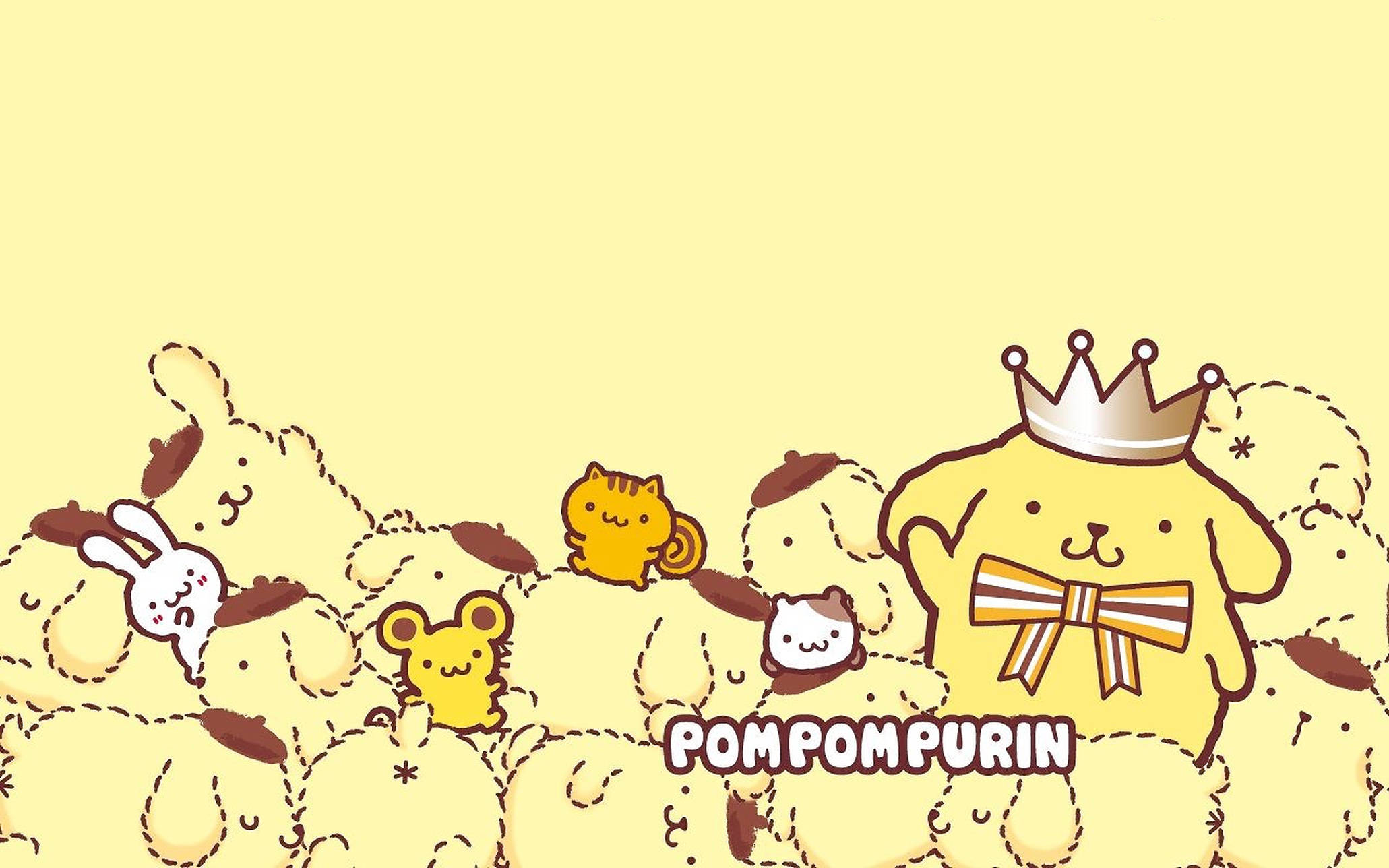 Pompompurin, crown, bow, Full HD Desktop Wallpaper