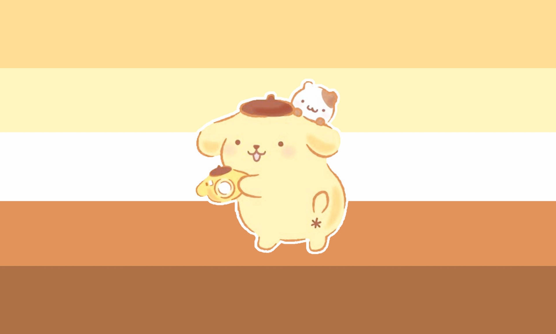 Pompompurin, yellow cartoon dog, beret, Full HD Desktop Wallpaper
