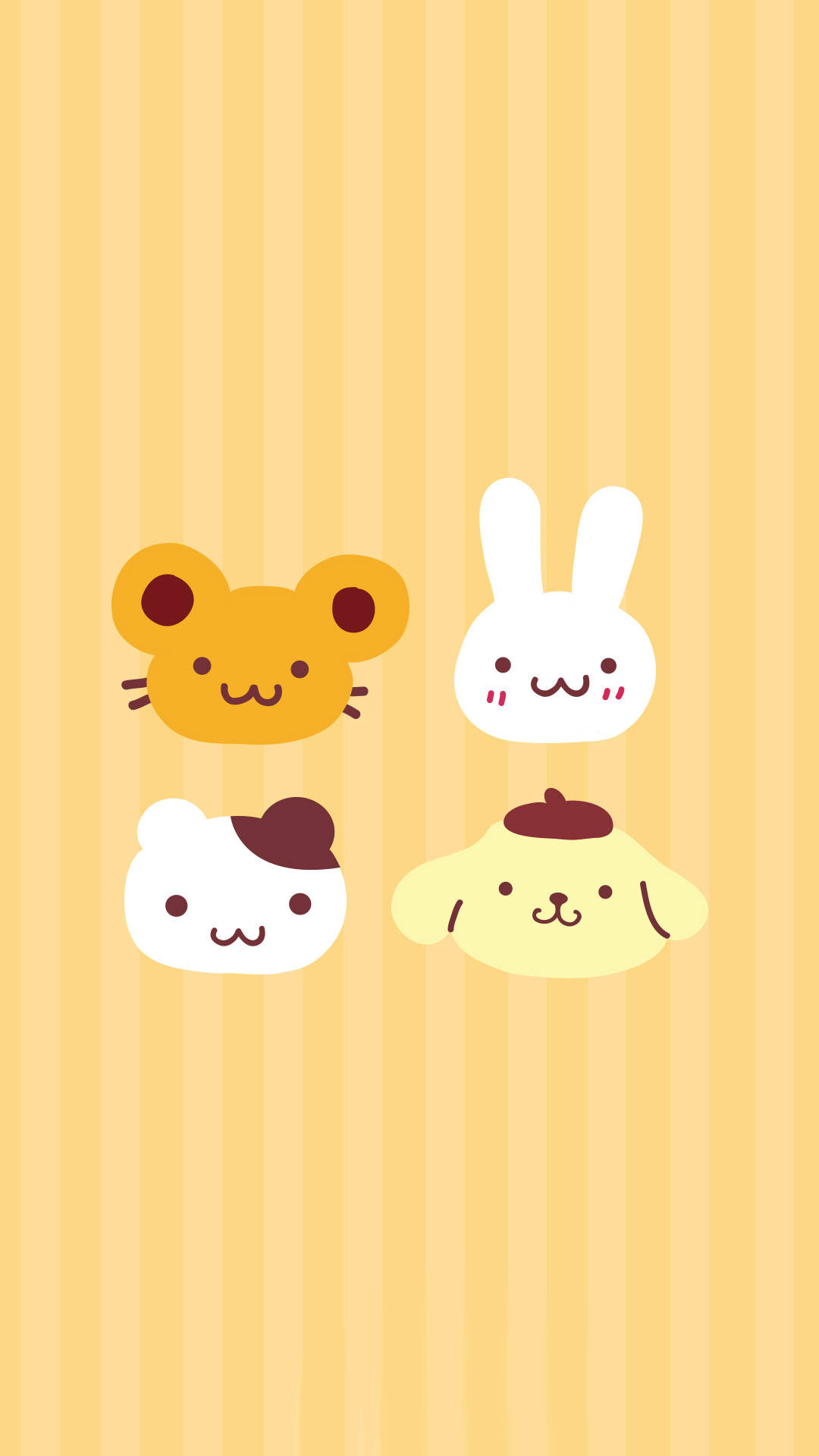 Pompompurin, cartoon animal heads, simple smiles, Full HD Phone Wallpaper