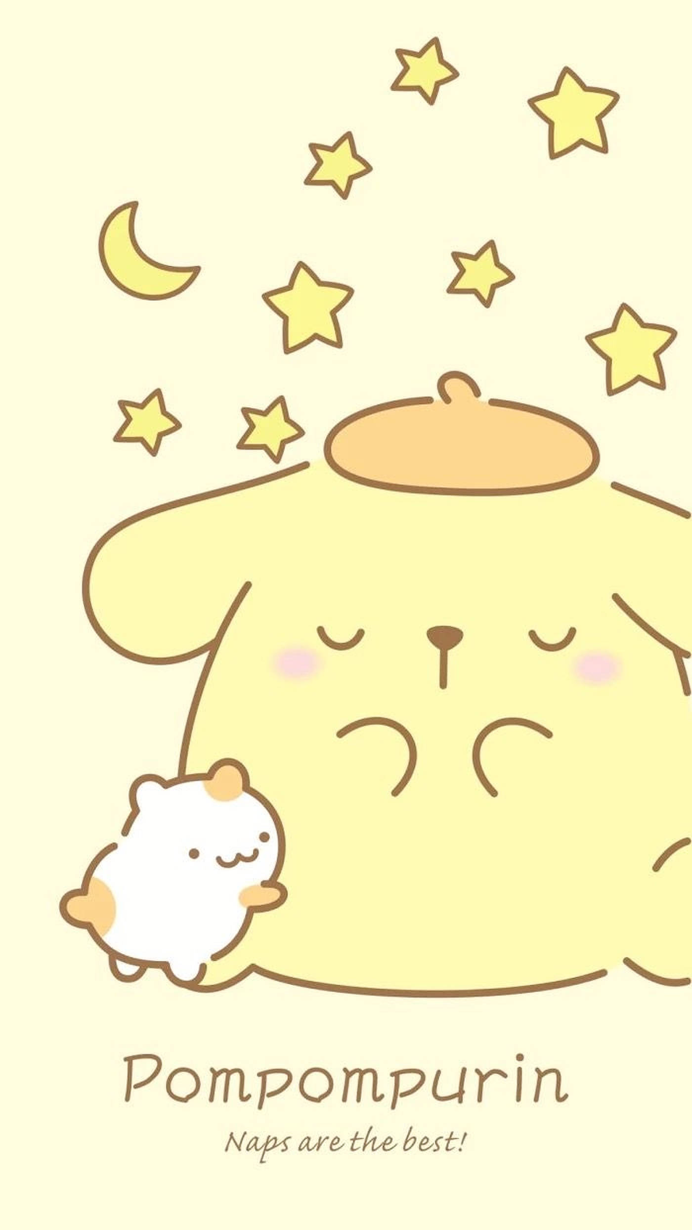 Pompompurin, yellow cartoon dog, beret, Full HD Phone Wallpaper