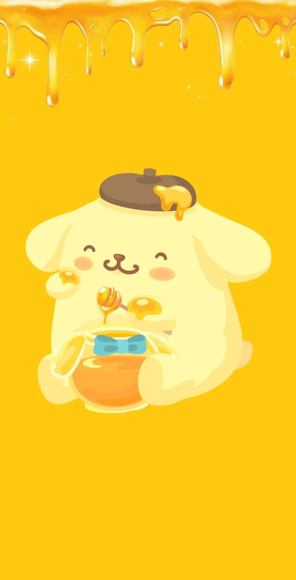 Pompompurin, honey aesthetic, yellow cartoon puppy, Full HD Phone Wallpaper