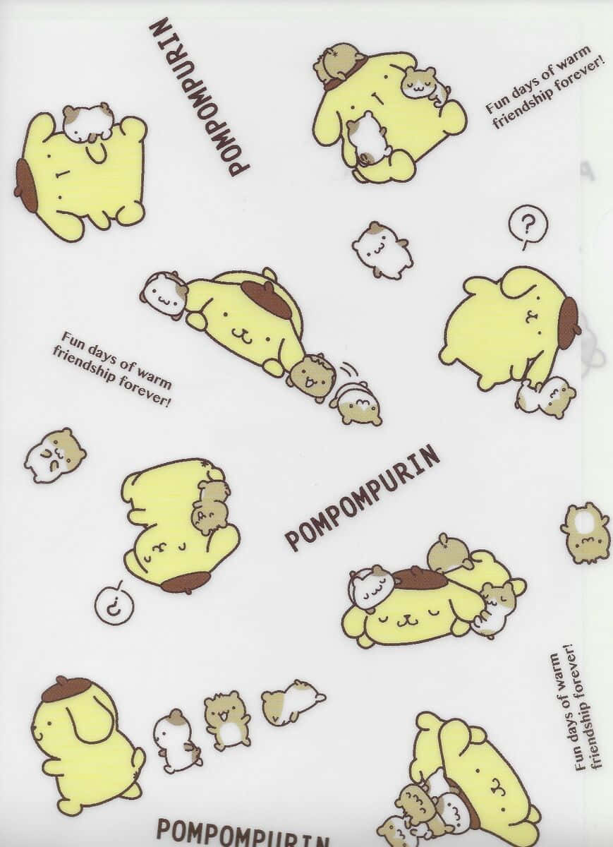 Pompompurin, friends pattern, yellow, SD Phone Wallpaper
