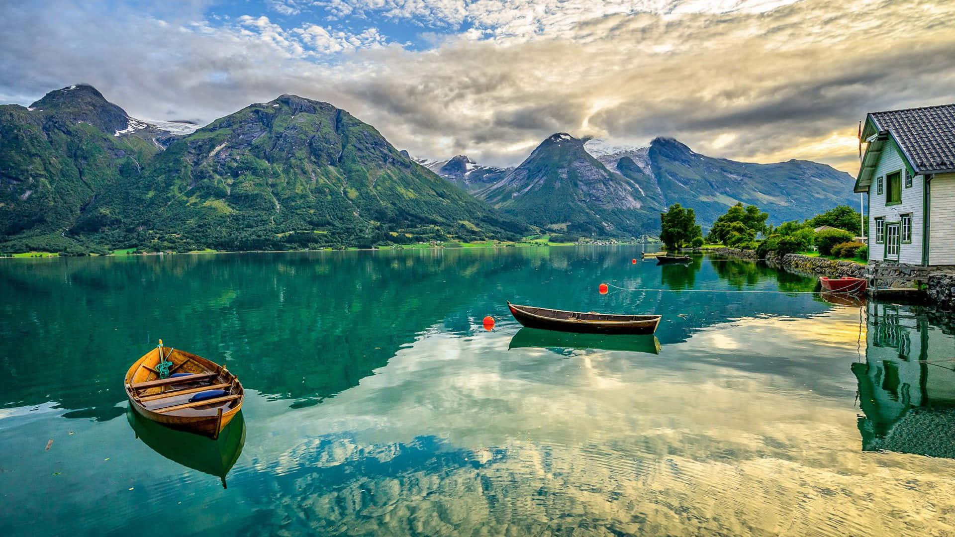 island, magneficent pond, turquoise fjord, Full HD Desktop Wallpaper