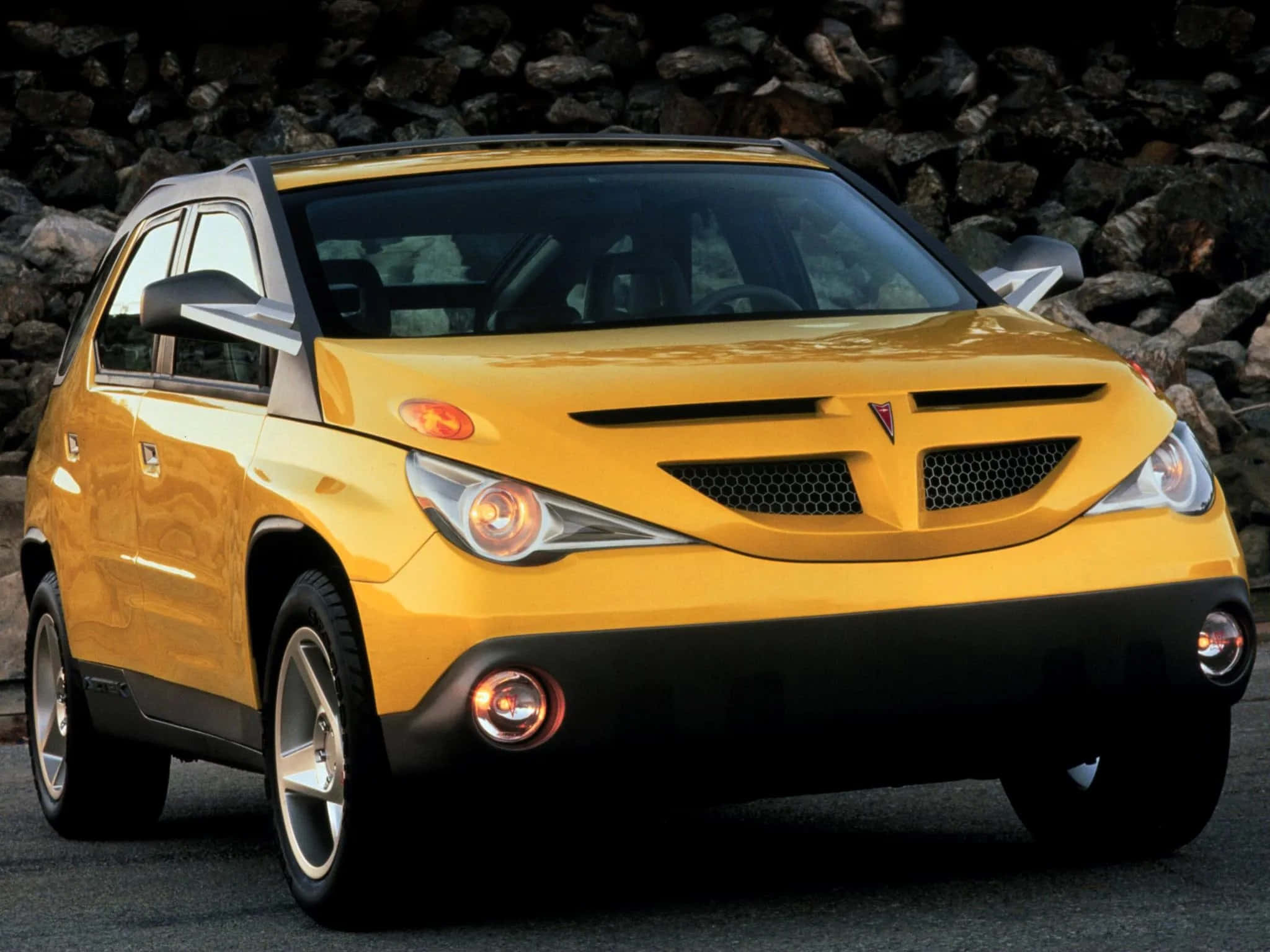 Pontiac Aztek, bright yellow, silver roof, Full HD Desktop Wallpaper