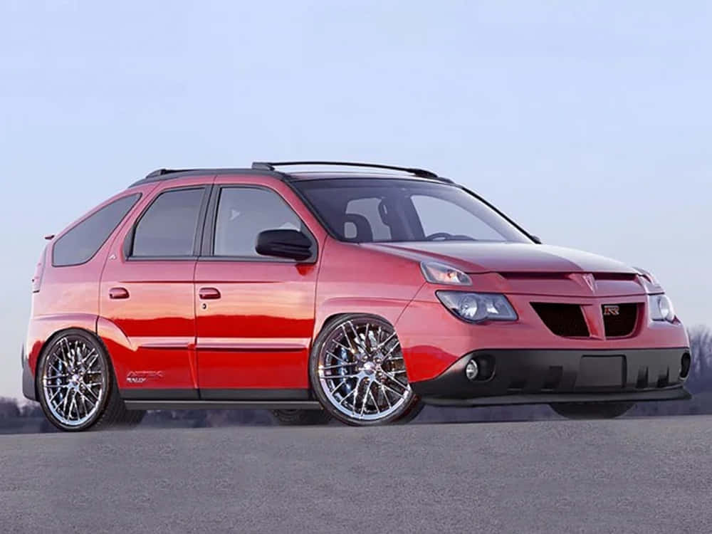 Pontiac Aztek, glossy red, custom chrome wheels, SD Desktop Wallpaper