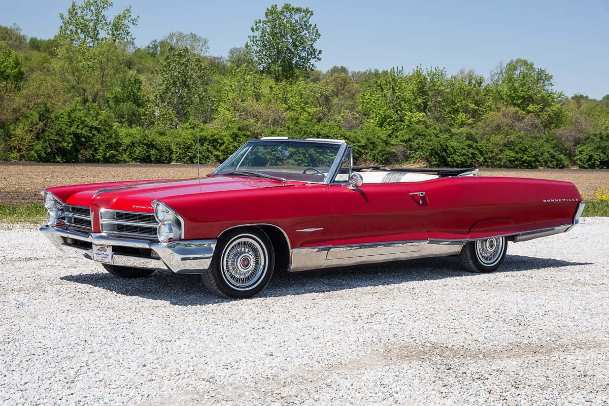 Pontiac Bonneville, classic convertible sports car, vibrant red, SD Desktop Wallpaper