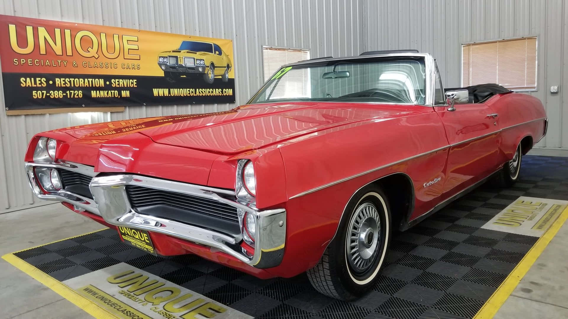 Pontiac Catalina, glossy red, classic convertible sports car, Full HD Desktop Wallpaper