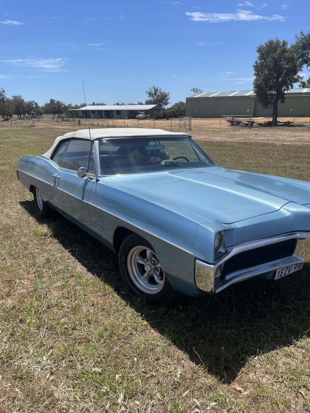 Pontiac Catalina, classic convertible, light blue, HD Phone Wallpaper