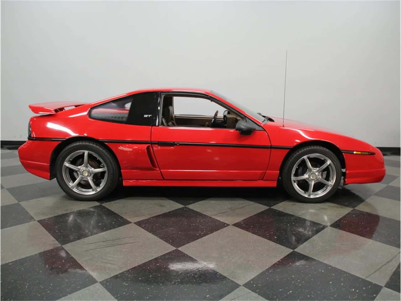 Pontiac Fiero, red, black stripe, HD Desktop Wallpaper