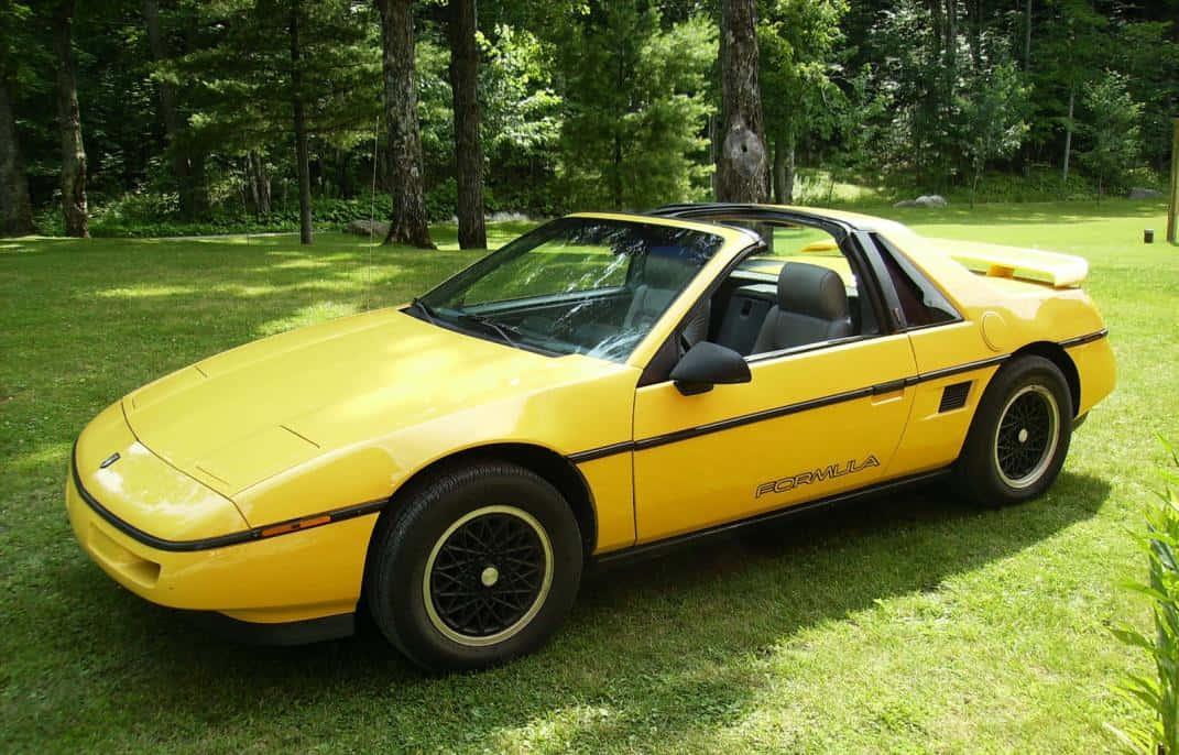 Pontiac Fiero, bright yellow, convertible, SD Desktop Wallpaper