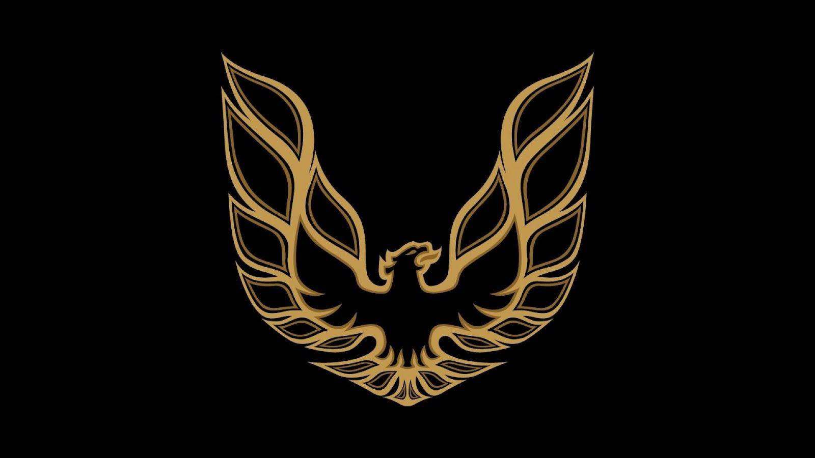 Pontiac Firebird, golden stylized phoenix logo, outstretched wings, HD Desktop Wallpaper