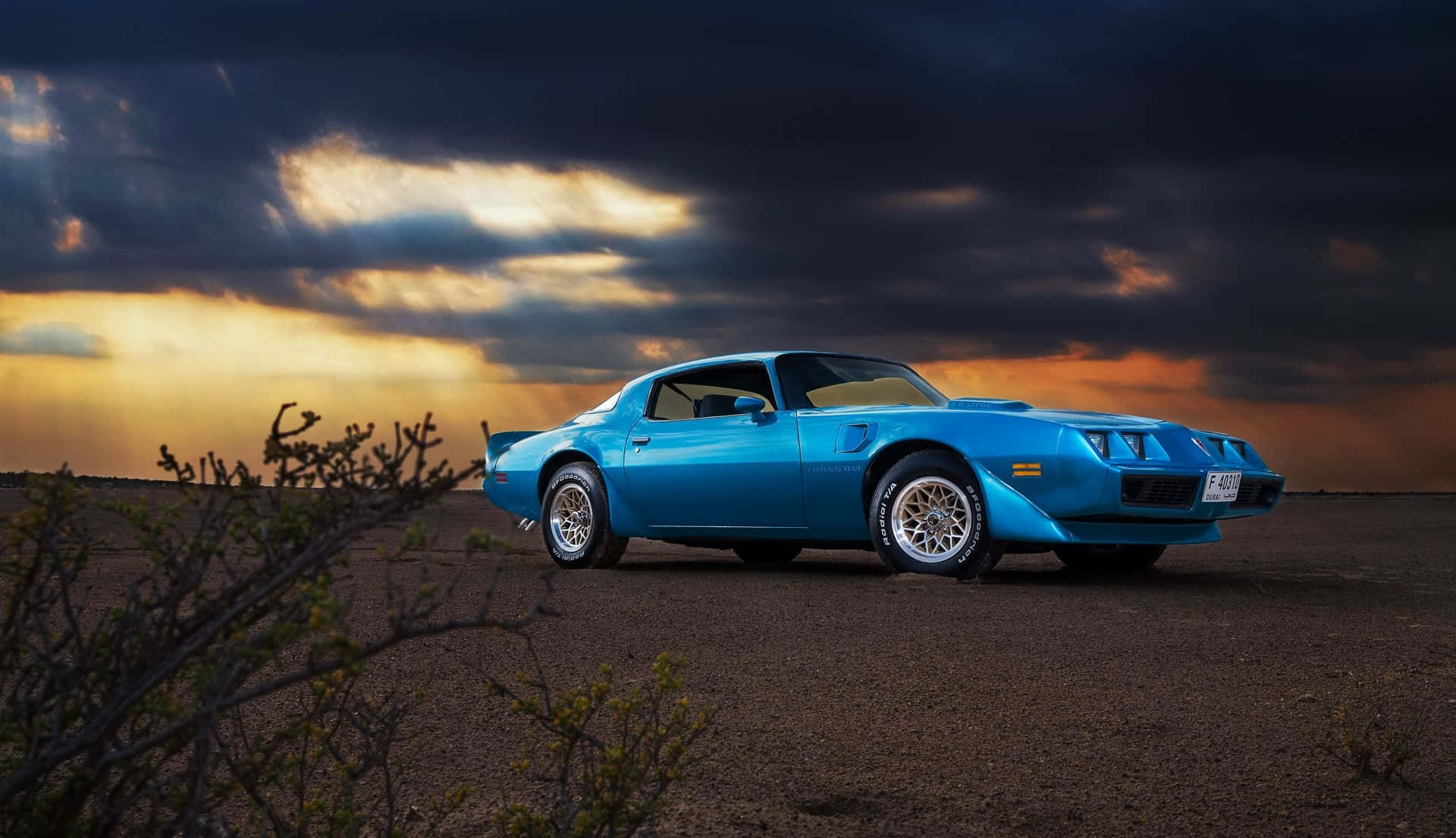 Pontiac Firebird, vintage, blue, Full HD Desktop Wallpaper