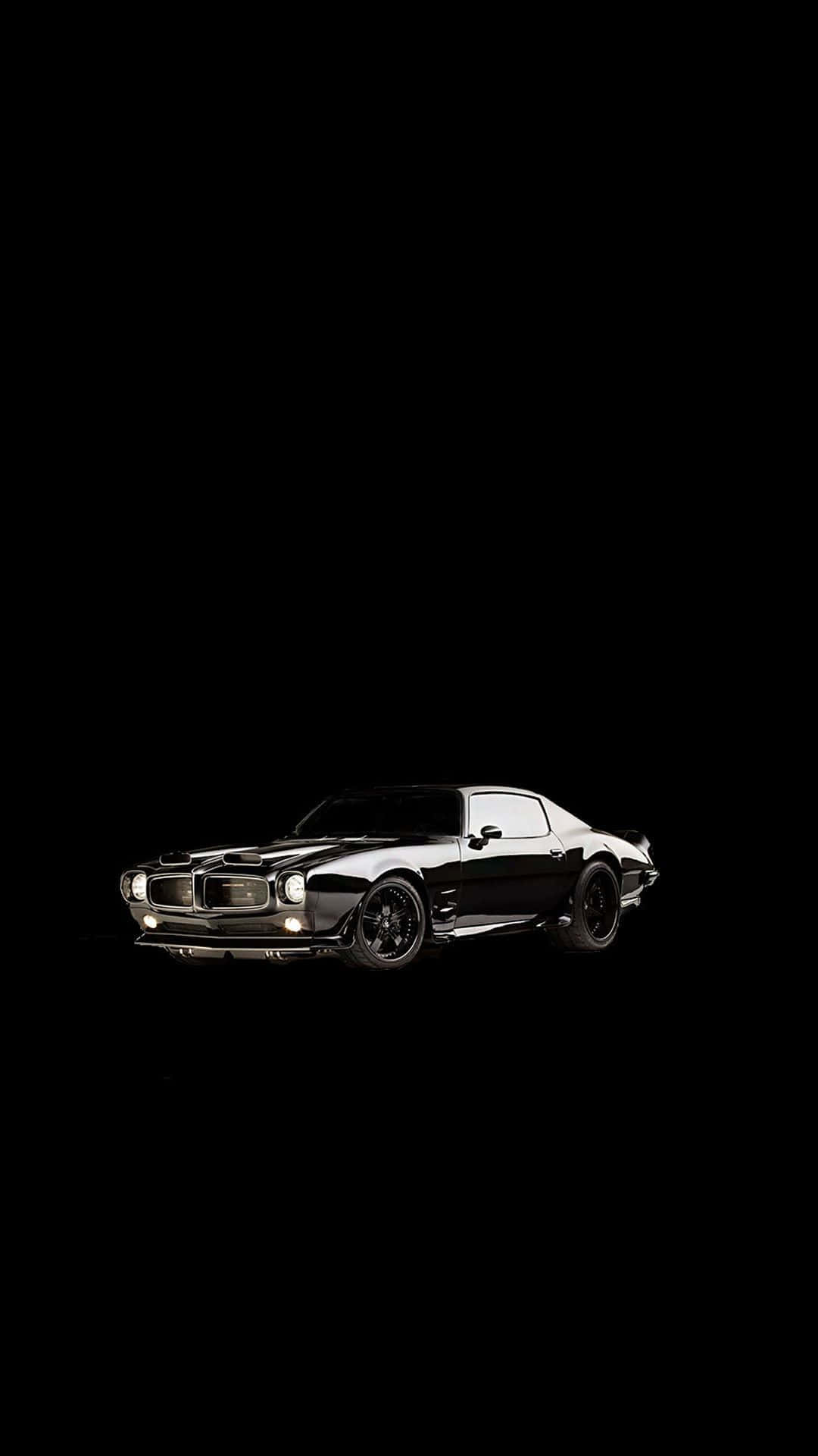 Pontiac Firebird, sleek black classic muscle car, studio lights, Full HD Phone Wallpaper
