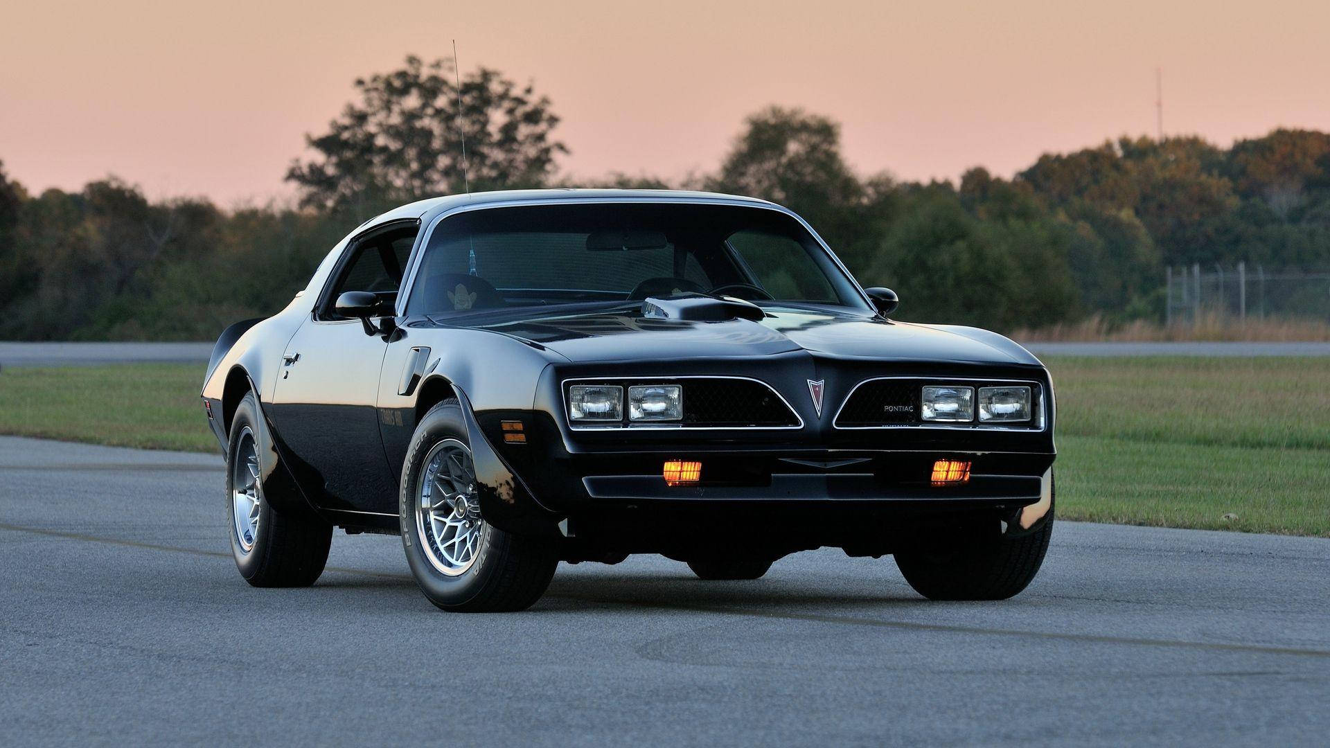 1977 Pontiac Firebird, black, sunset, Full HD Desktop Wallpaper
