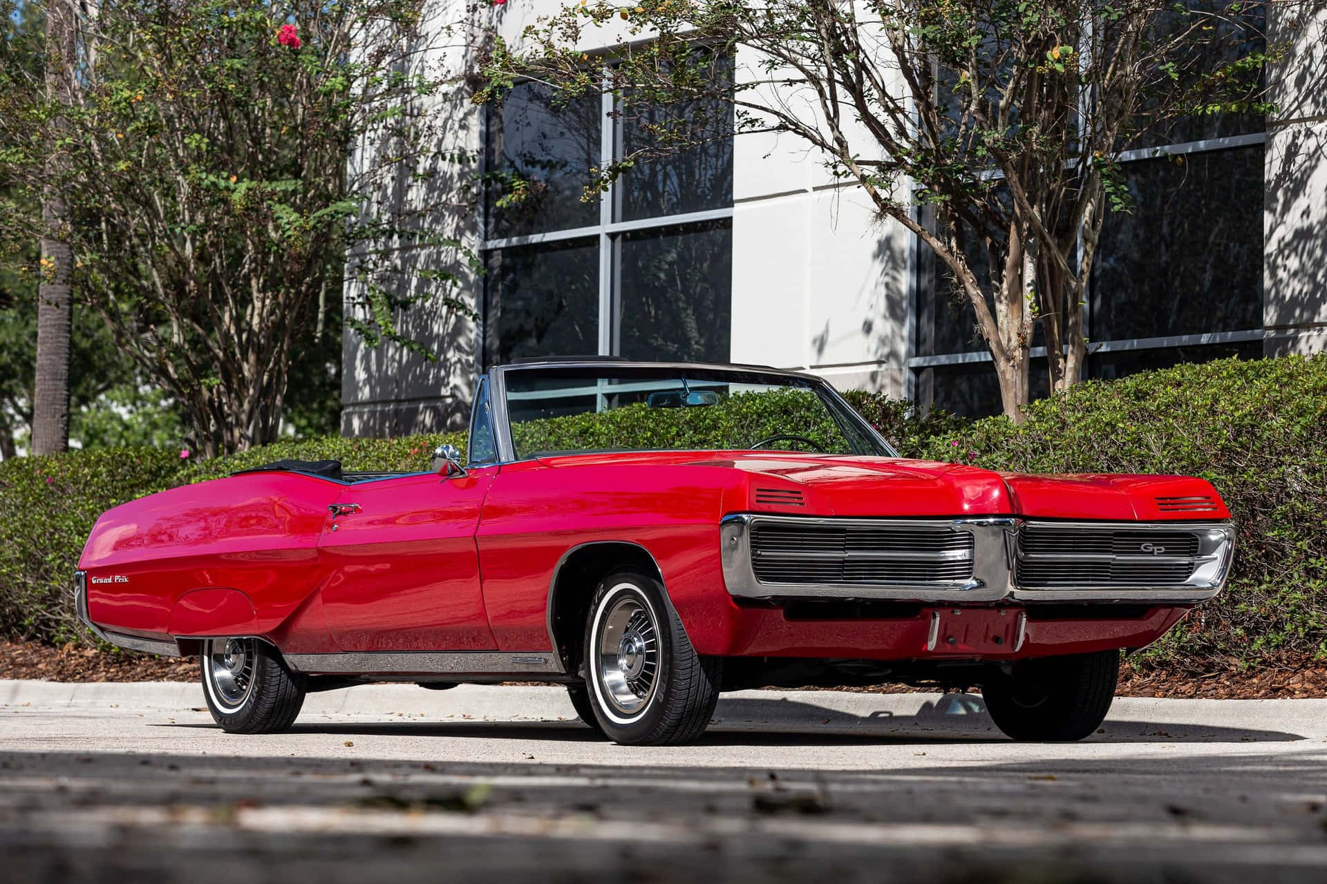 Red Pontiac Grand Prix, glossy red, classic convertible, Full HD Desktop Wallpaper