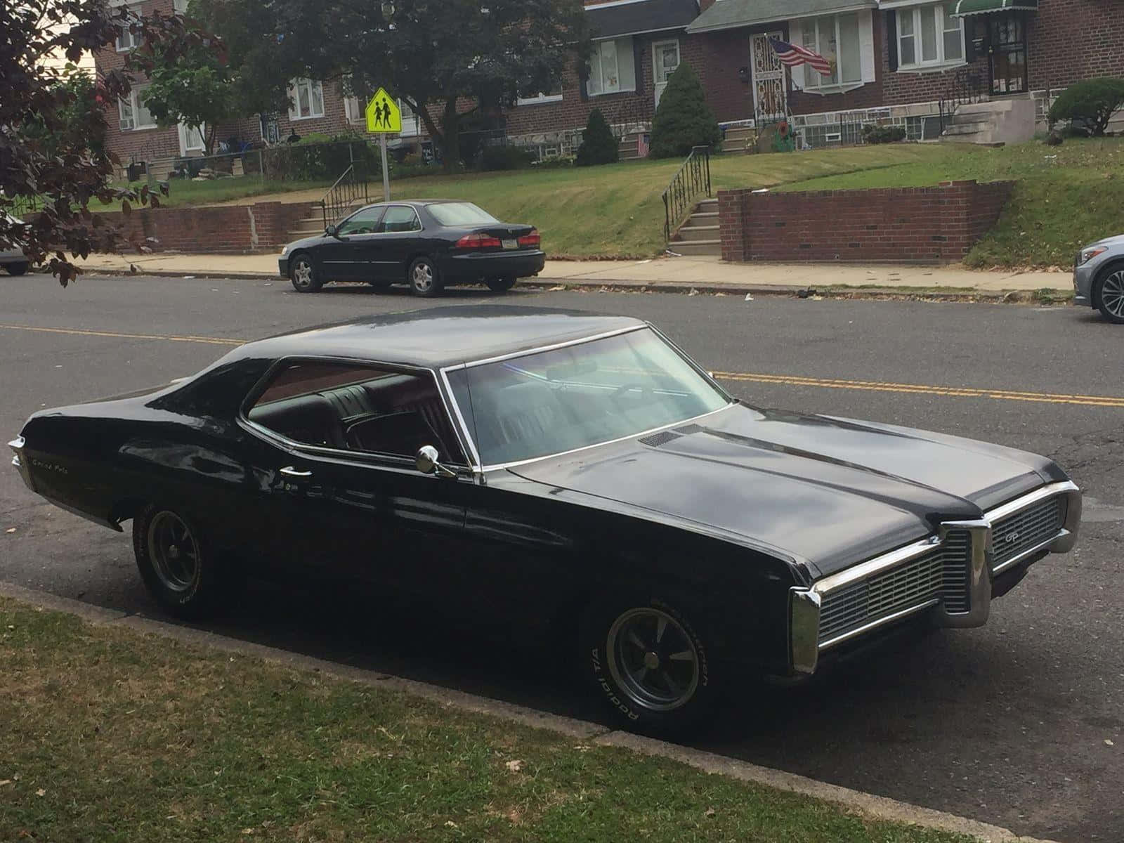 Pontiac Grand Prix, sleek black, classic muscle car, HD Desktop Wallpaper