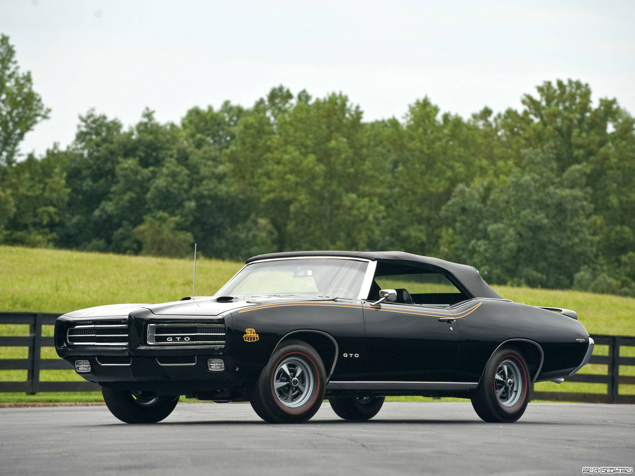 Pontiac GTO, black, convertible, Full HD Desktop Wallpaper