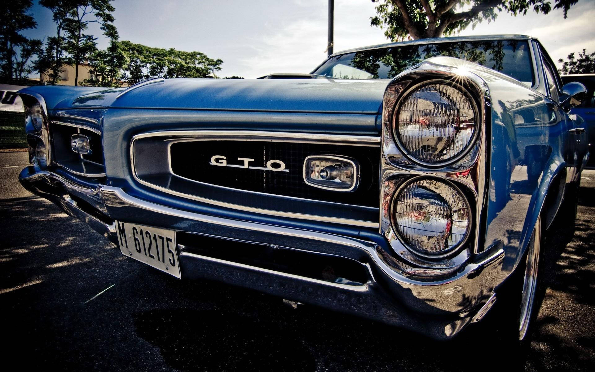 Pontiac GTO, blue, chrome details, Full HD Desktop Wallpaper