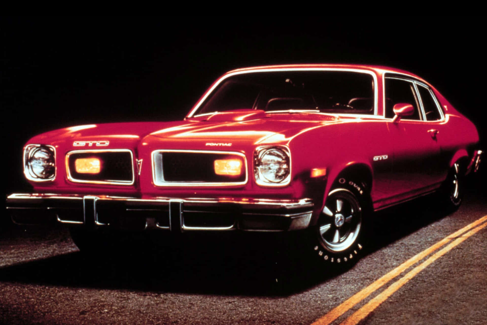 Pontiac GTO, bright red sunset, vibrant red, Full HD Desktop Wallpaper
