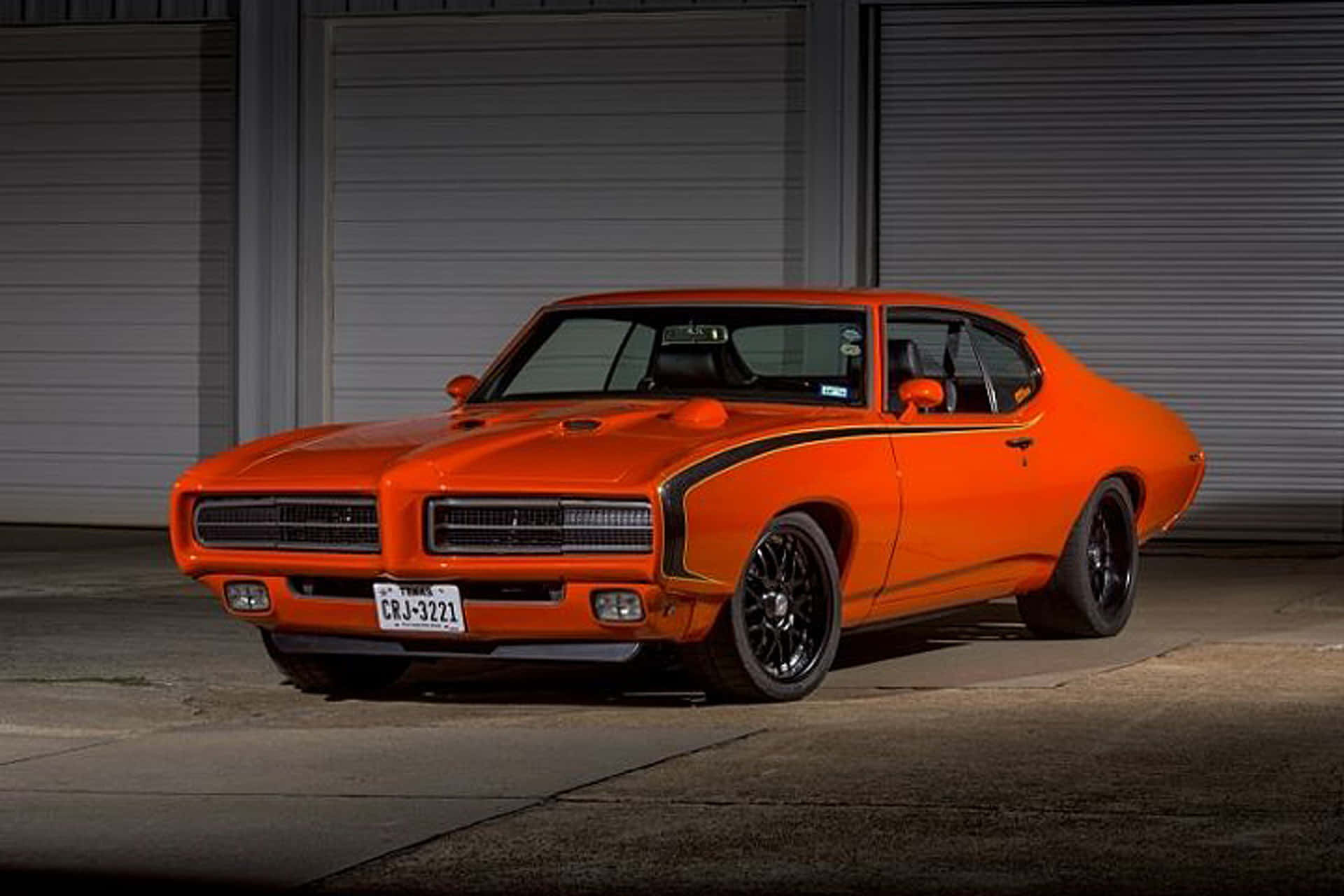 Pontiac GTO, vibrant orange, black wheels, Full HD Desktop Wallpaper