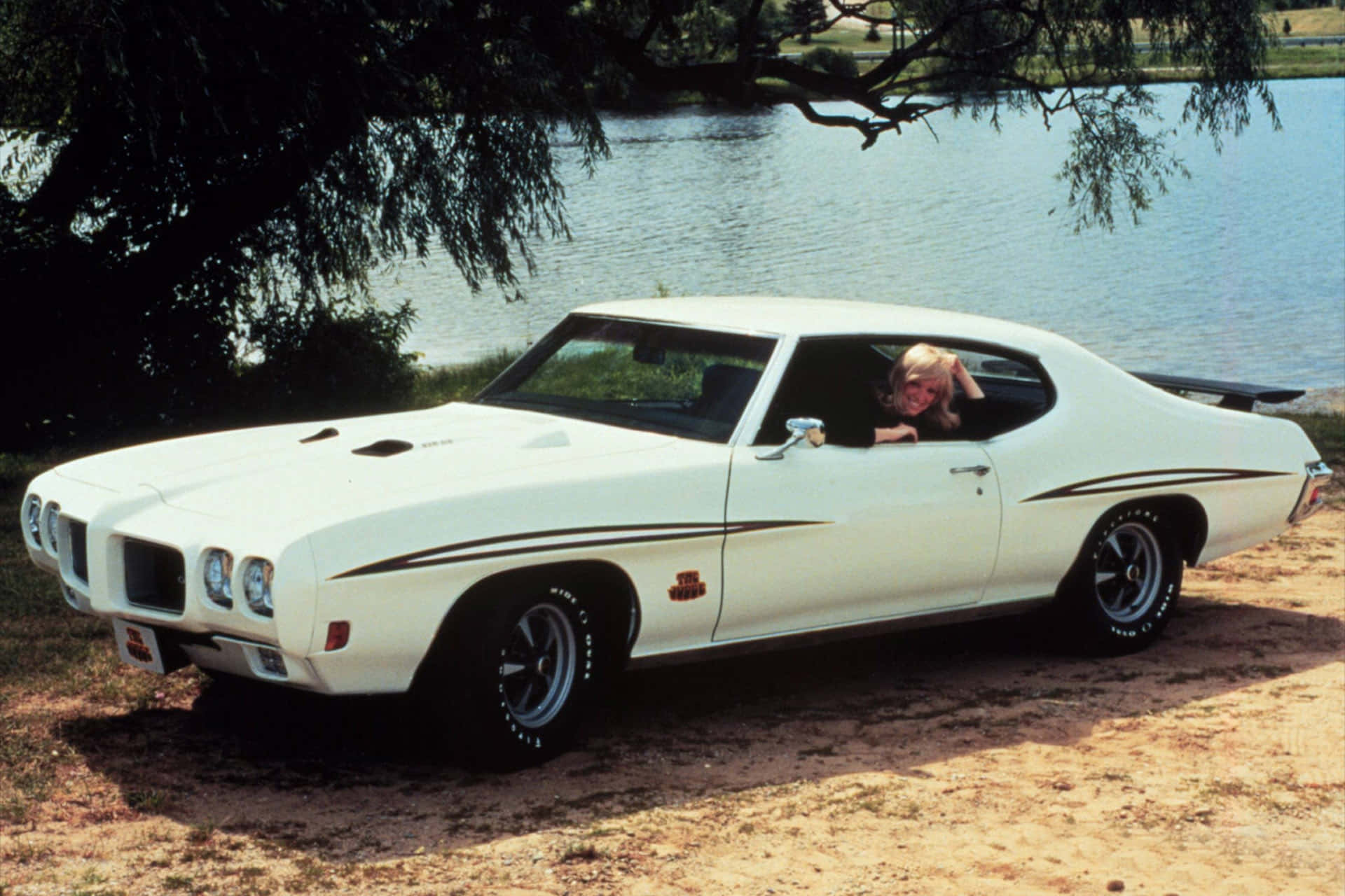 1965 Pontiac GTO, white, classic muscle car, Full HD Desktop Wallpaper