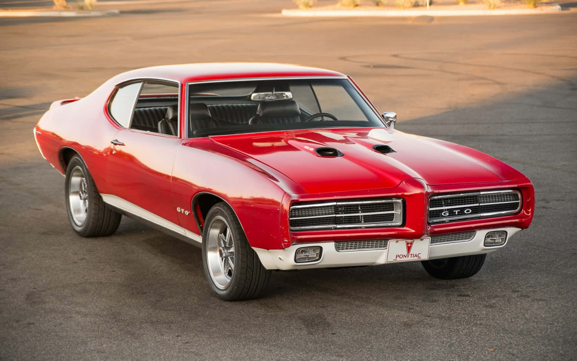 Pontiac GTO, 1960s, glossy red, Full HD Desktop Wallpaper