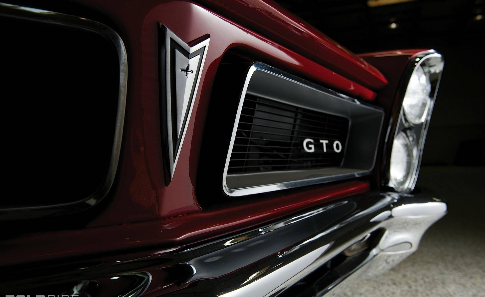 Pontiac GTO, glossy red, chrome accents, Full HD Desktop Wallpaper