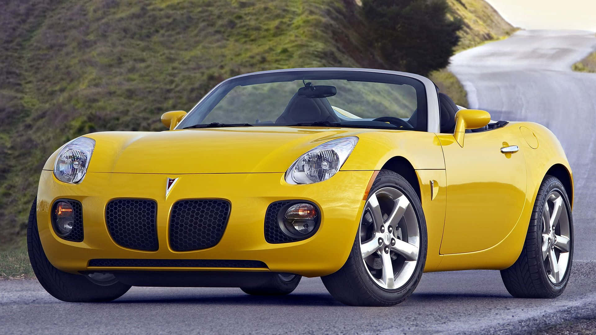 Pontiac Solstice, convertible, bright yellow, Full HD Desktop Wallpaper