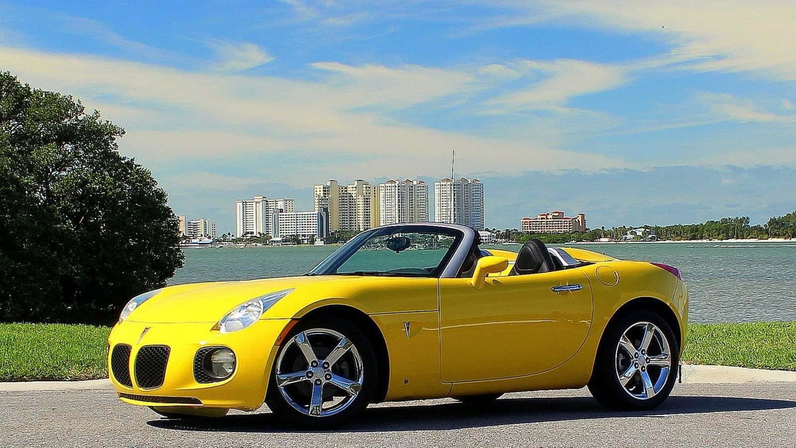 Pontiac Solstice, bright yellow, convertible, HD Desktop Wallpaper