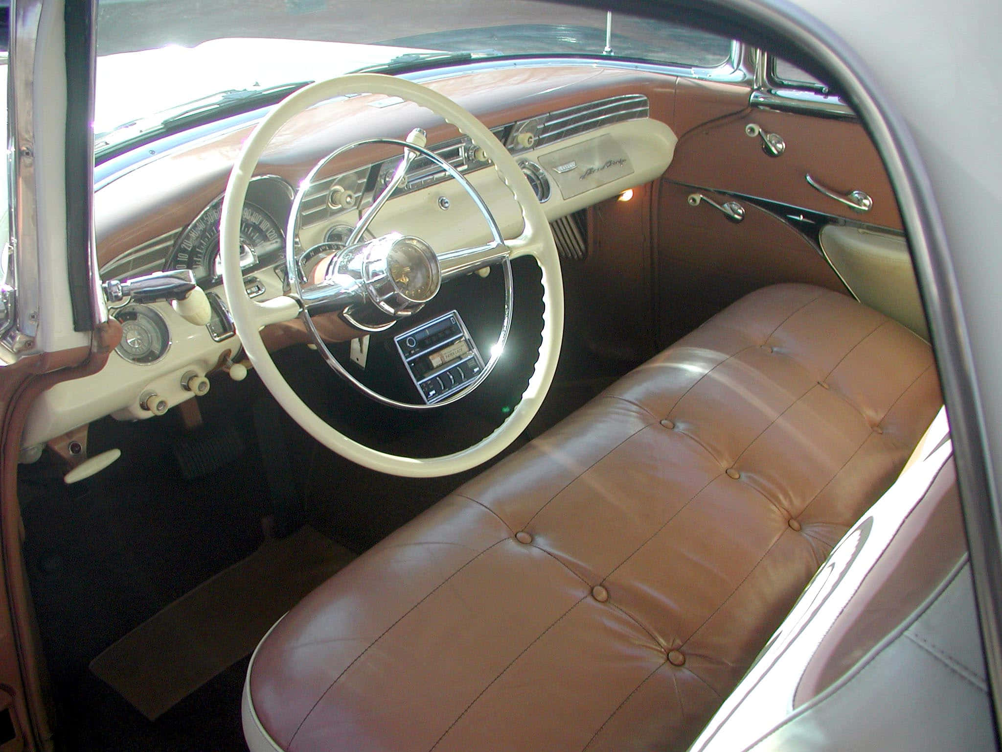 Pontiac Star Chief, tan leather bench seat, cream dashboard, Full HD Desktop Wallpaper